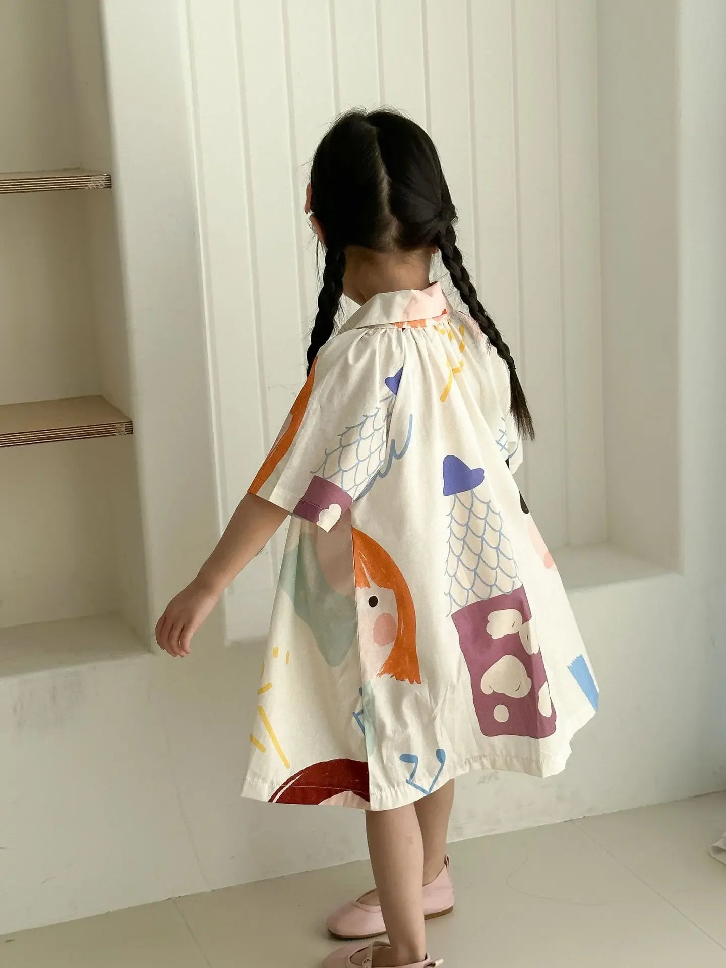 Kids Set Brother And Sister Clothes 2025 Summer New Boy's Two Piece Suit Or Short Sleeve Girl's Graffiti Dress Cartoon Clothes