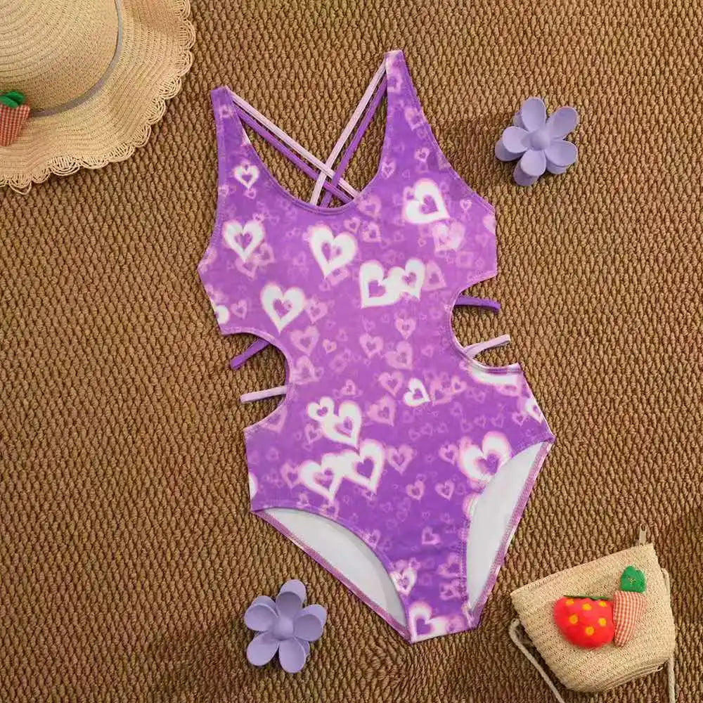 2026 Printed Girls Swimsuit One Piece Padded Kids Swimwear Female Children's Bathers Bathing Swimming Swim Suit Summer Beachwear