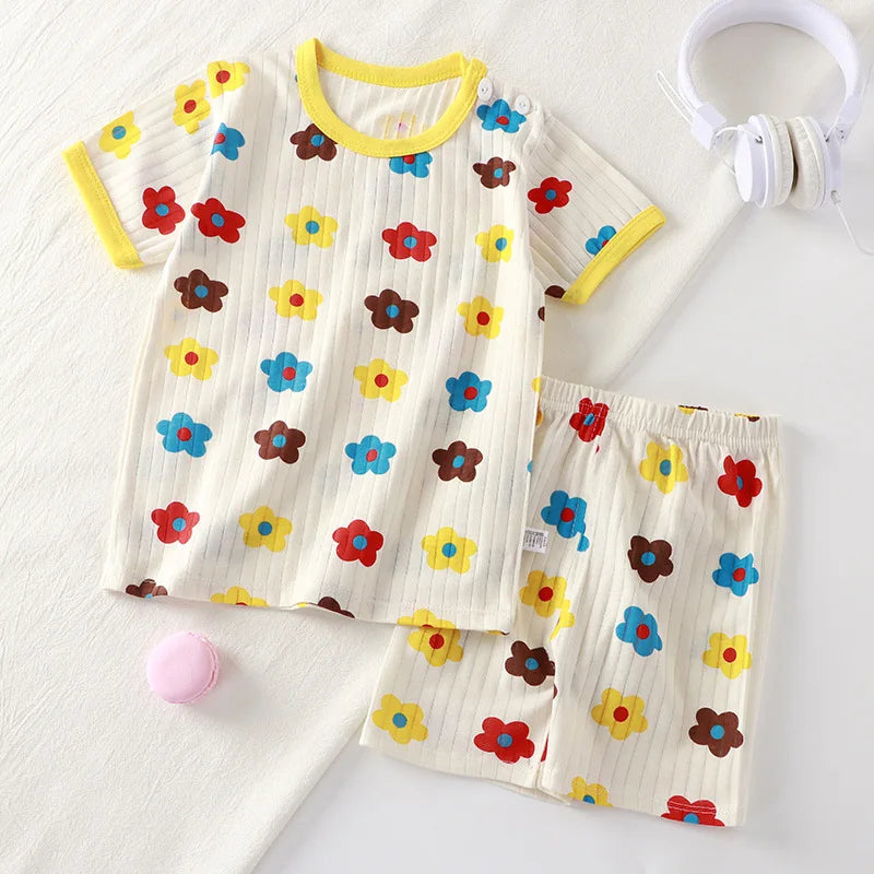 2PCS Children Clothing Set Child T-shirt Suit Summer Cotton New Girls Shorts Clothes Baby Boys Short Sleeve Kid Clothes