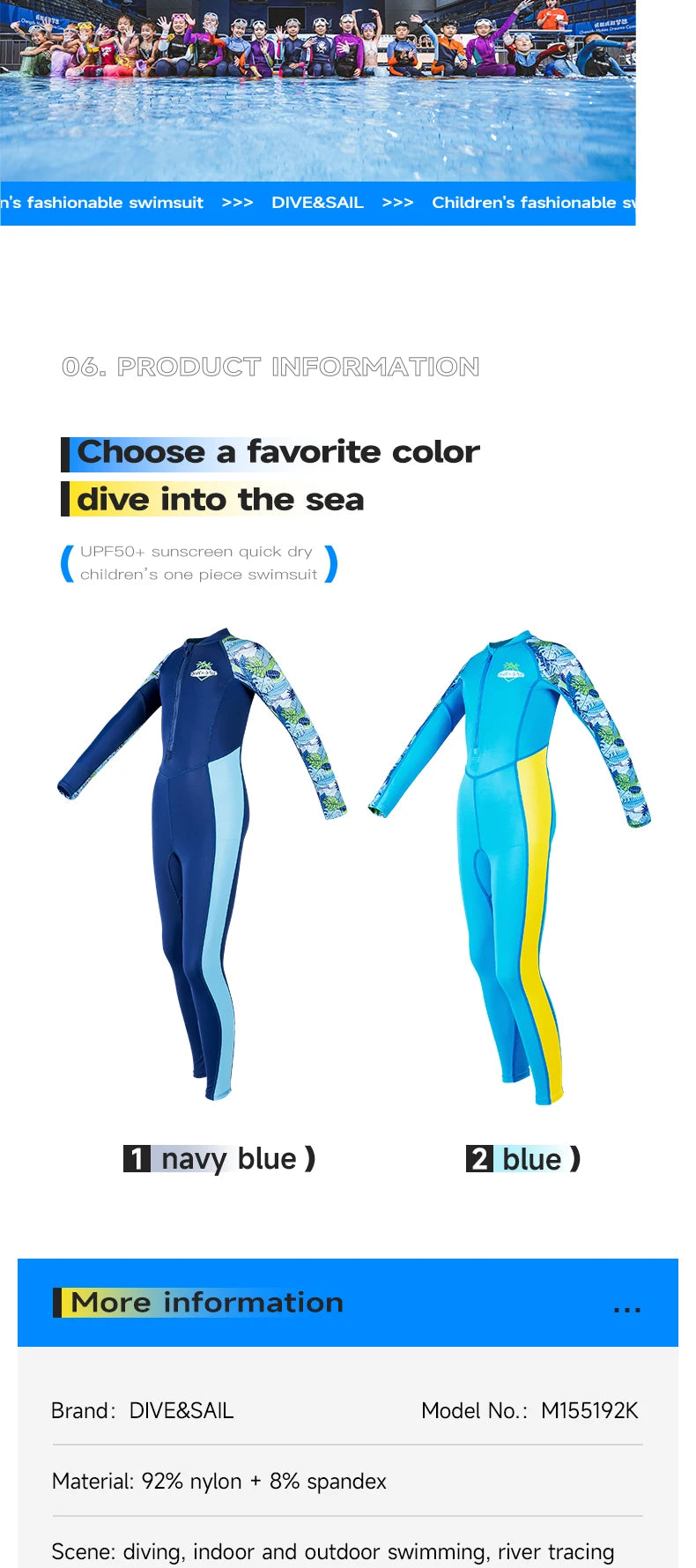 Boys Girls One-Piece Swimsuits Swimwear Long Sleeve Wetsuits Bathing Suit Beachwear Sun Protection(Including Swimming Cap)
