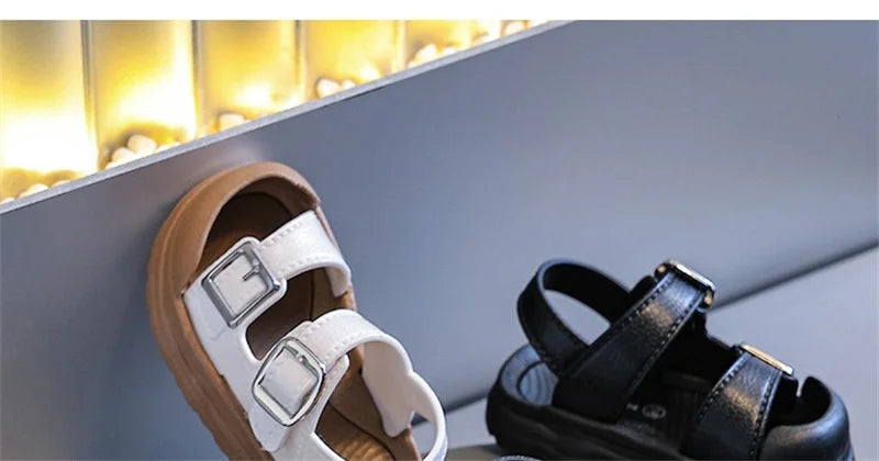 Fashion Solid Korean Kid Sandals Summer New Versatile Anti Slip Soft Bottom Girl Boy Beach Sandal Kindergarten Anti Kick Sandals