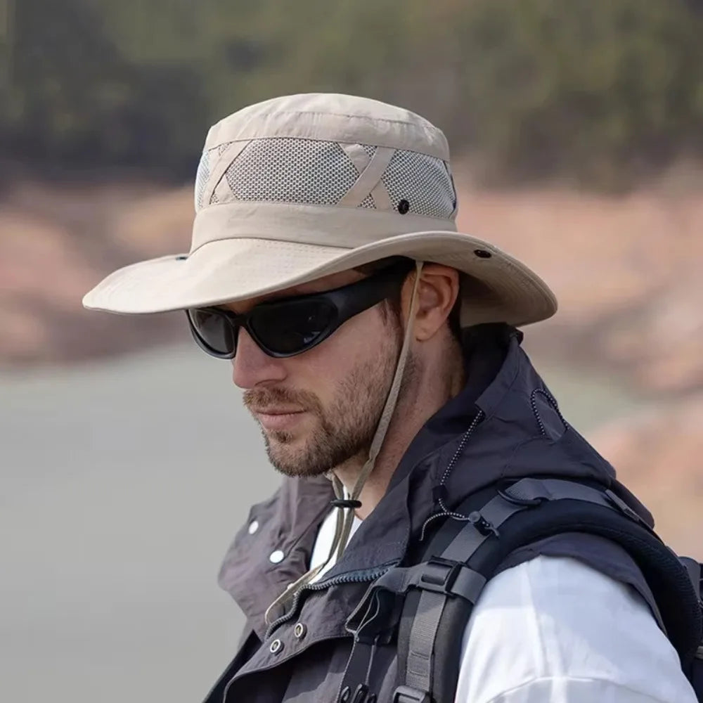 Men's 100% Nylon Fisherman Hat Spring/Summer Big Eaves Breathable Sunshade Sunscreen Fishing Cap