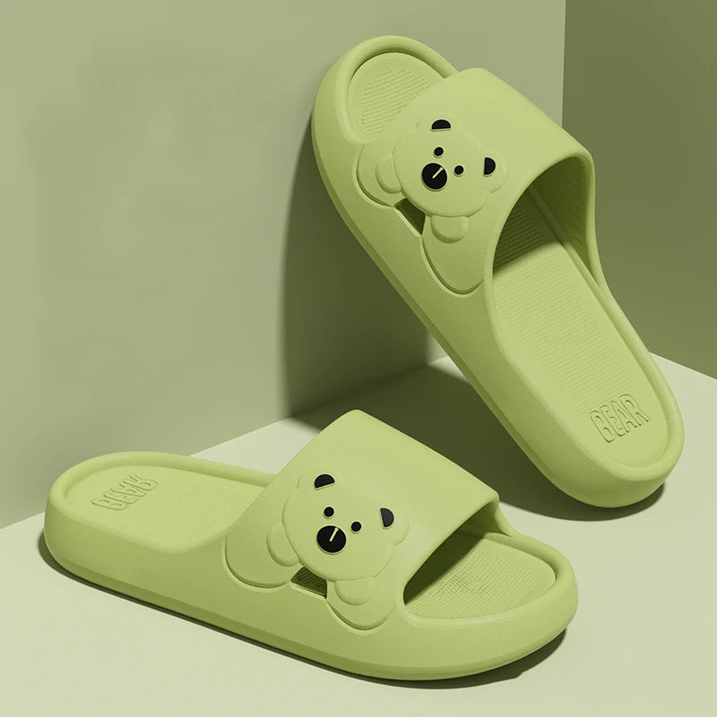 Fashion Women's Slippers Indoor Soft Sole Cartoon Bear Slides Bathroom EVA Outdoor Men Summer Beach Flip Flops Shoes Couple