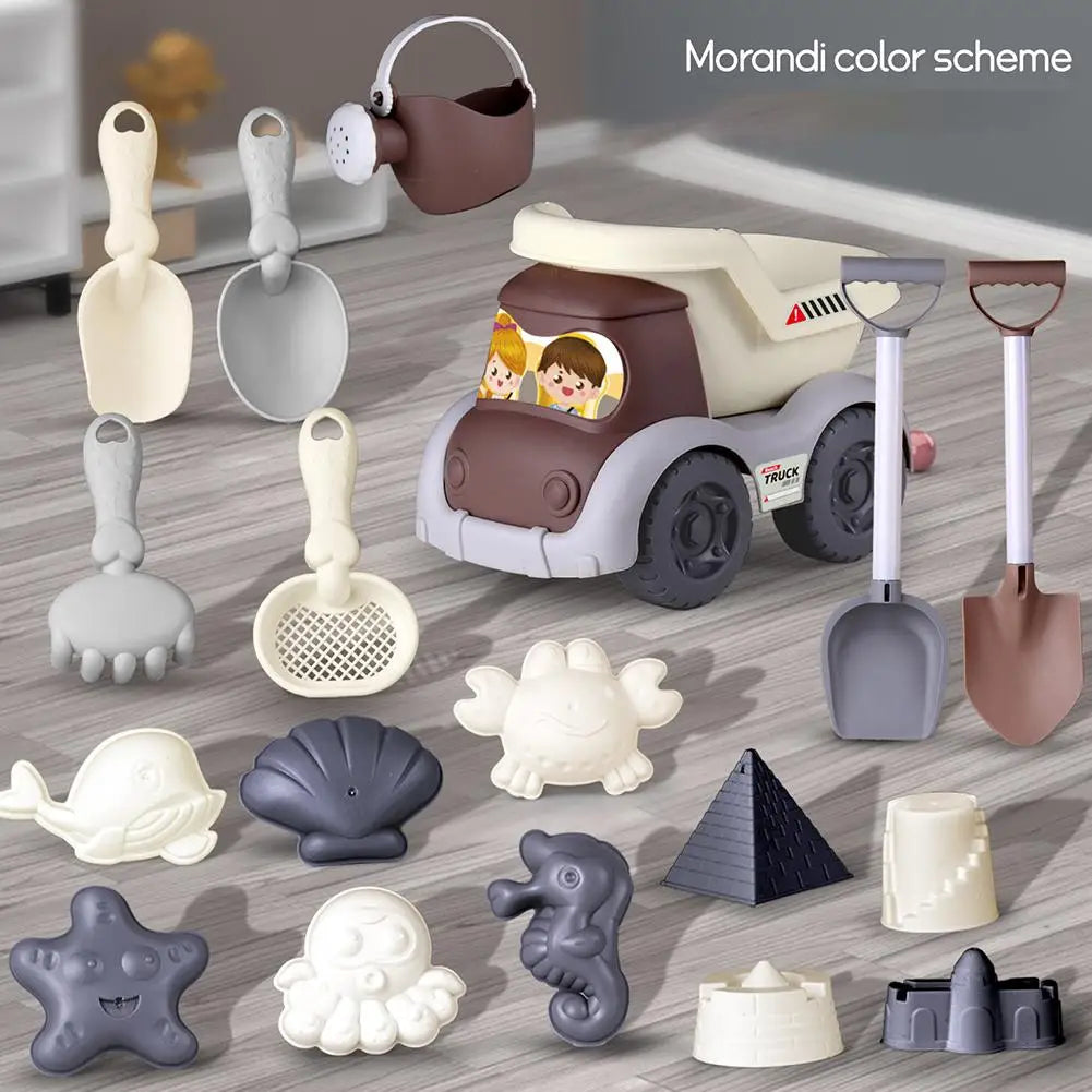 Kids Beach Toy Set: Sand & Water Play Kit with Bucket Hourglass Shovel & Rake Outdoor Summer Garden Toys for Toddlers