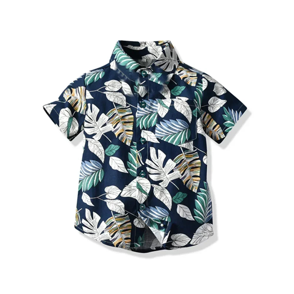Seaside Holiday Dad-son Matching Summer Shirt Beach Style Short-sleeved Flower Shirt Family Matching Shirts Dad and Son Shirts