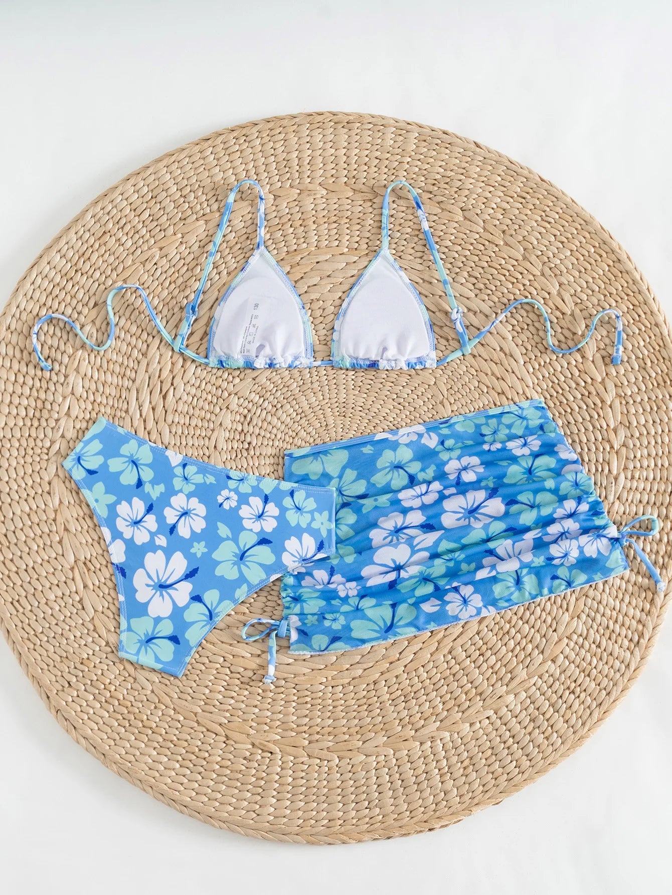 Girls 3pack Flower Bikini Sets Kids Swimsuit& Beach Skirts 7-14 Years Children's Swimwear 2025 Teens Child Girl Bathing Suit