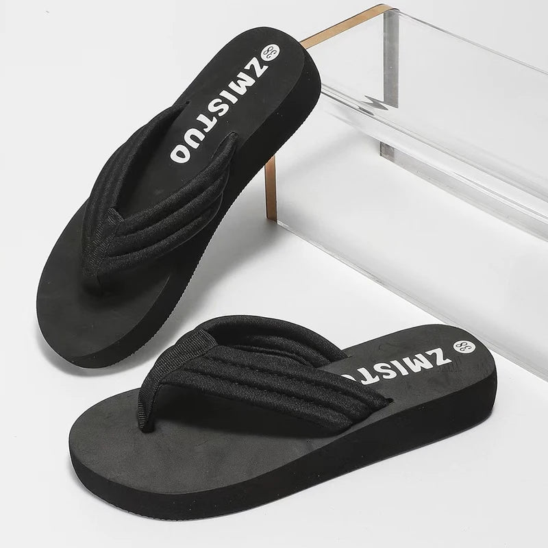2026 Summer Women's Flip Flop Fashion Outdoor Non-Slip Beach Shoes Comfortable Soft Sole Simple Style Flat Shoes Pantuflas Mujer