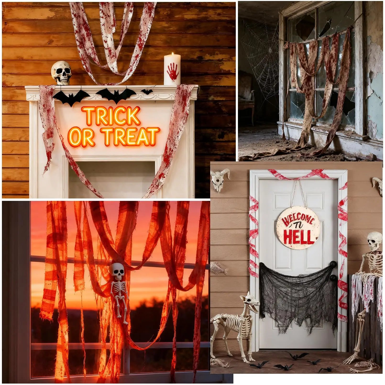 Halloween Bloody Bandage Cloth Artificial Blood Halloween Decor Scary Prop for Terror Party Cosplay Haunted House DIY Supply