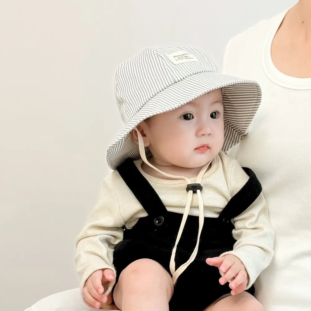 Panama Autumn Baby Boys And Girls Sun Hat Striped Baby Bucket Hat Toddler Sun Cap Children Beach Sun Hat
