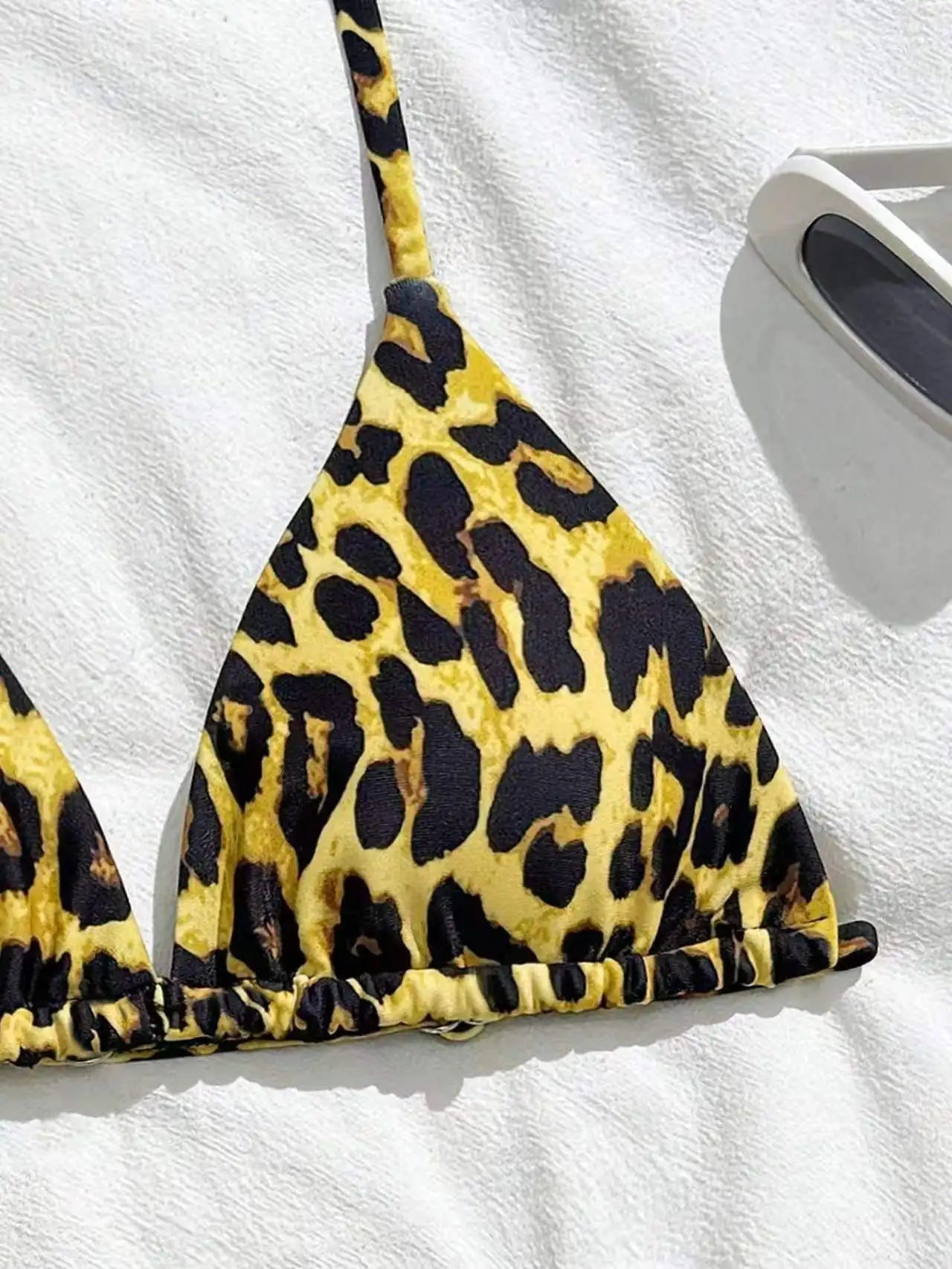 2026 Leopard Girls Swimsuit 3 Pieces Halter Triangle Bikinis Kids Swimwear Female Children's Bathing Swimming Swim Suit 8Y-12Y