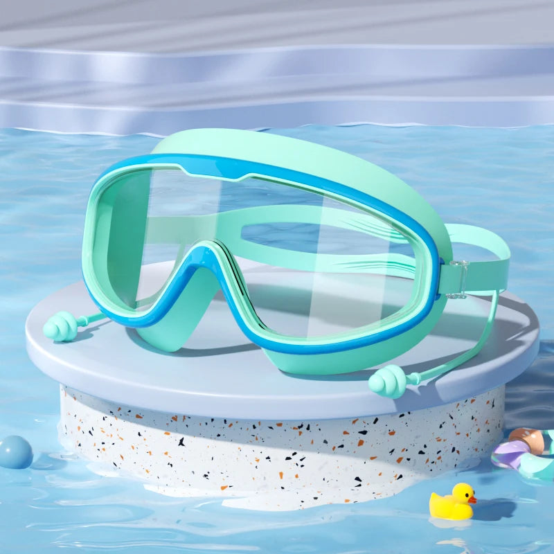 Kids Swimming Goggles Big Frame HD View Anti-fog Waterproof Children's Swim Goggles Boys and Girls Multi-color to Choose
