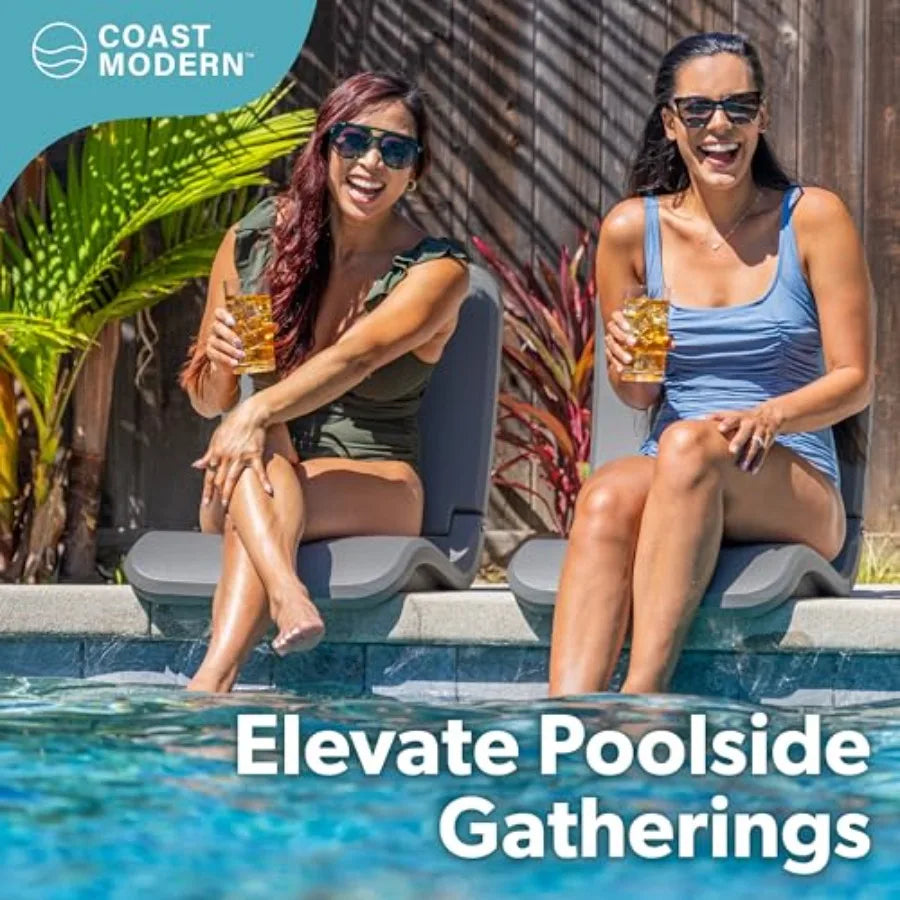 Coast Modern Portable Poolside Chair Adult Foldable Flip Chair for Pool Beach Tailgating and Stadium Durable Plastic with Back