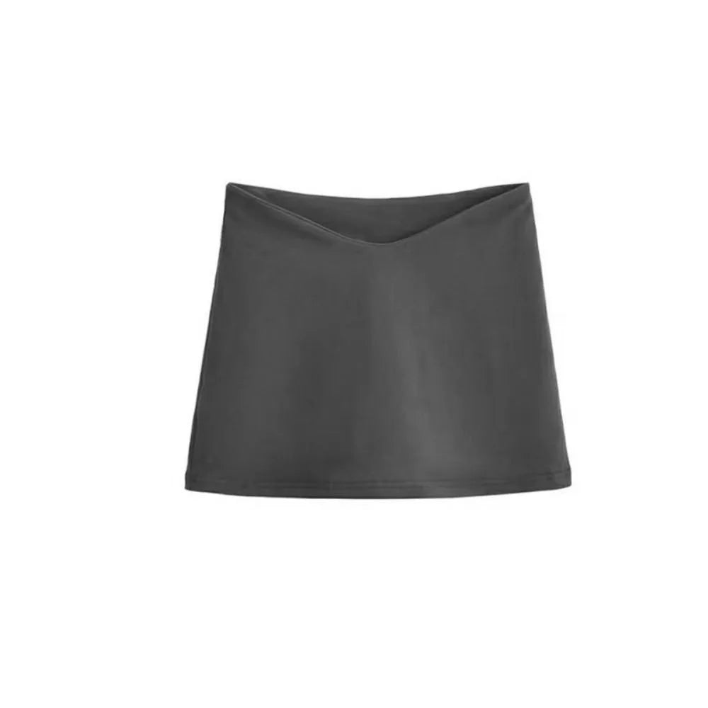 Simple Y2K A-line Short Skirt Low Waist V-shaped Waist Mini Skirts Solid Korean Style Spicy Girl Skirts Beach