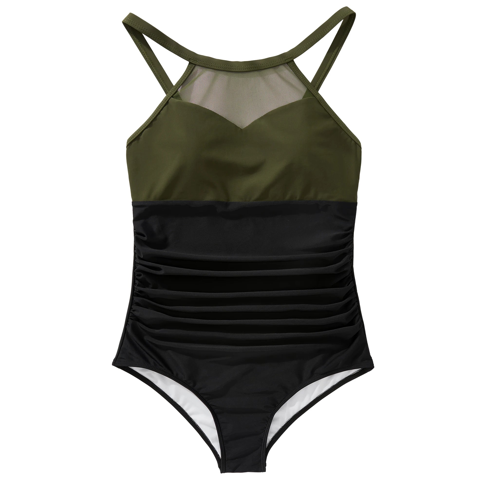Plus Size One Piece Swimsuits Women Hollow Out Swimwear For Women Mesh Solid Push Up Padded XL Size Bathing Suits Female
