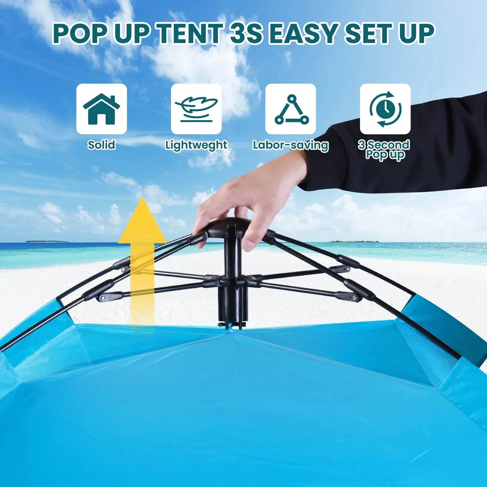 Auto Pop Up Beach Tent, Portable Foldable Sun Shade Shelter, UV Protection Outdoor Tent for Camping, Fishing and Picnic