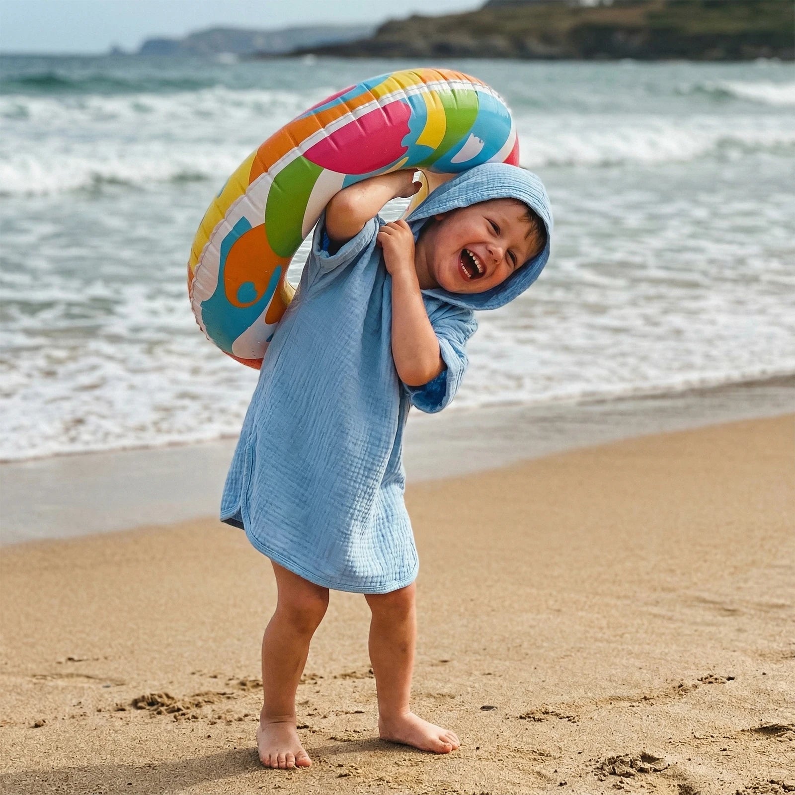 Suefunskry Kids Swim Cover-up, Toddler Hooded Bath Towel Solid Color Beach Clothes for Girls Boys