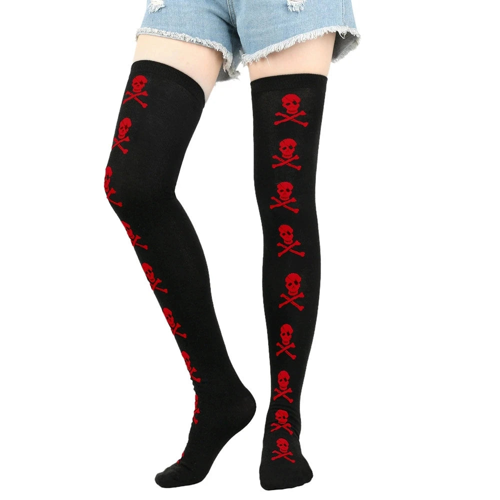Halloween Stockings Blood Bat Spider Web Socks Festival Dress Up Props Cosplay Makeup Ball Party Skull Head Bone Long Socks New