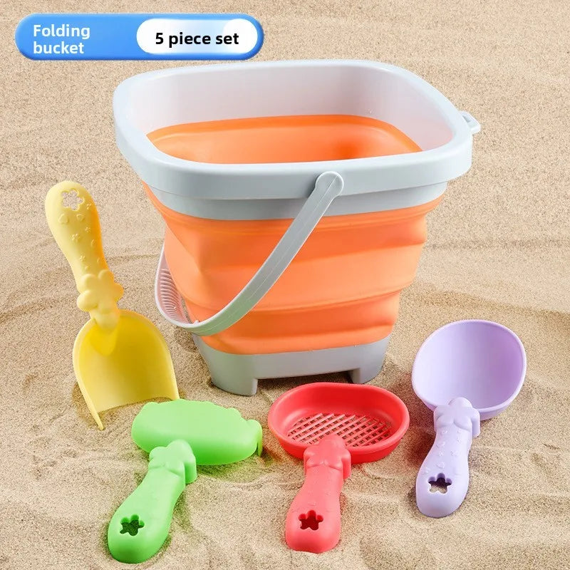 5/11PCS Beach Sand Play Water Set Folding Bucket Summer Toys for Children Kids Outdoor Game Sandbox Accessories Color Random
