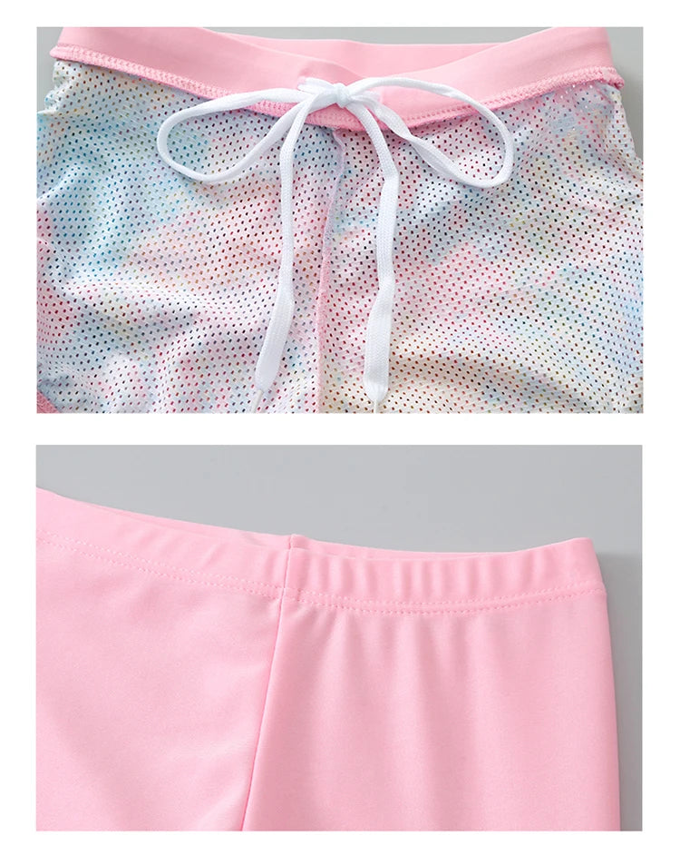 Korean Style Children's Swimming Suit Separate Quick Dry Sun Protection Baby Girl Boy Swimming Costume Set for Toddlers And Kids