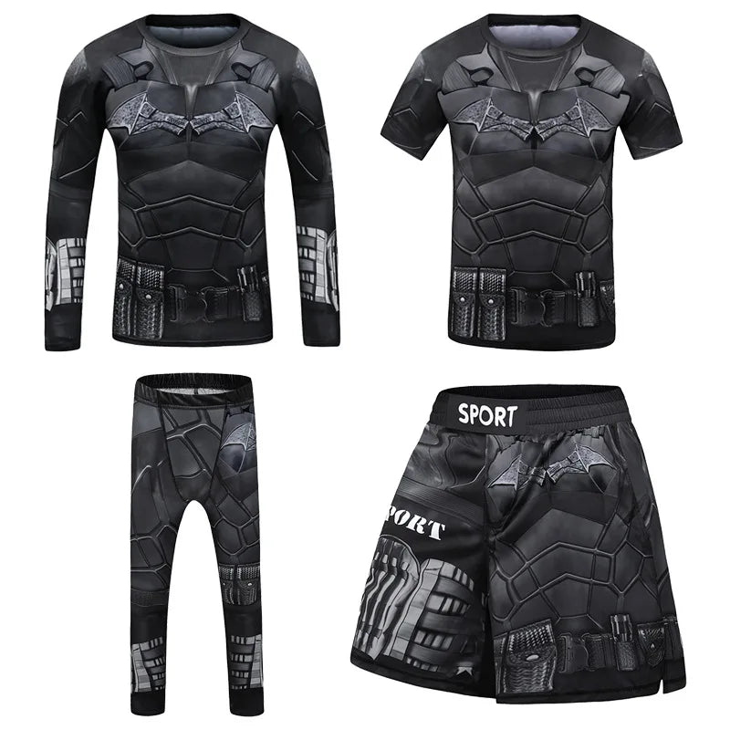 New Kids 4/pcs Sets Rashguard Jiu Jitsu MMA T-shirt+Pant For Children Muay Thai Shorts BJJ Tight Sportsuit MMA Boxing Fightwear