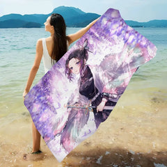 Anime Demon Slayer Kochou Shinobu Microfiber Beach Towel Absorbent Quick Dry Soft Yoga Swimming Resort Mountain Climbing Towel