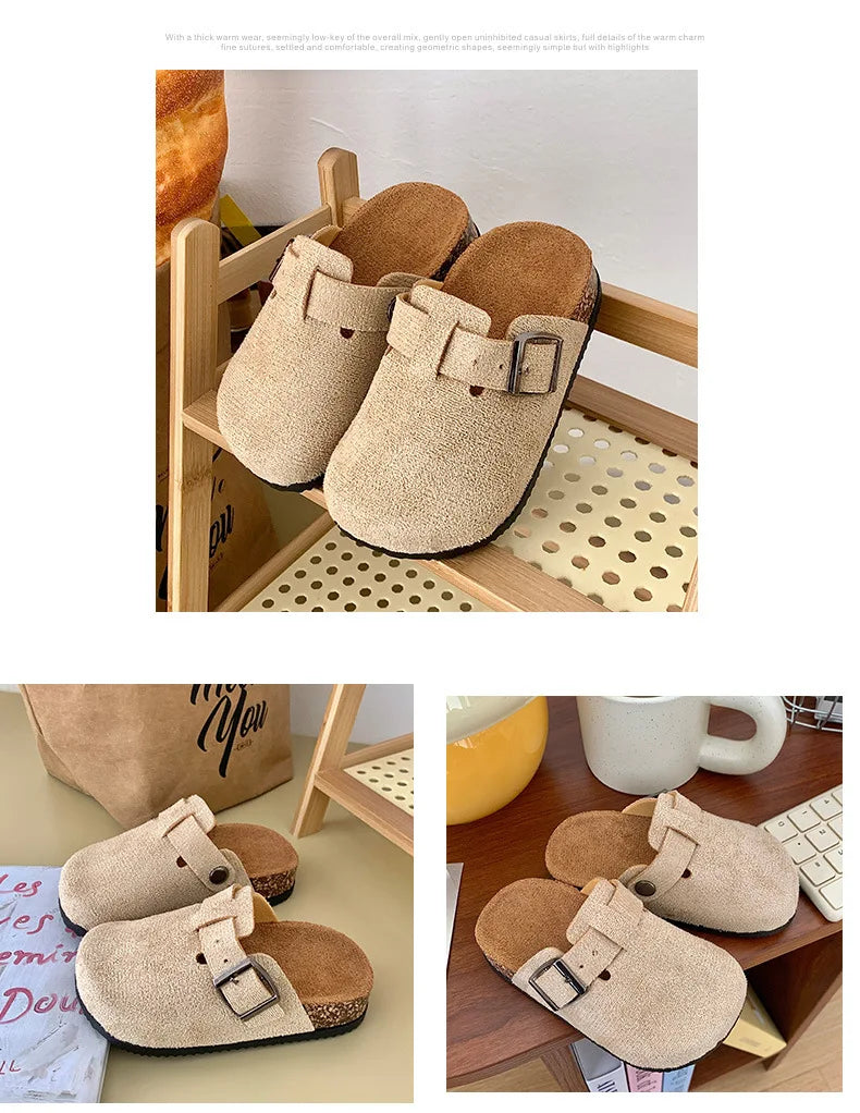 Children's Slippers for Home Simple Solid Color Girls New Flat Mules Fashion Non-slip Versatile Slippers Causal Kids Flip Flops