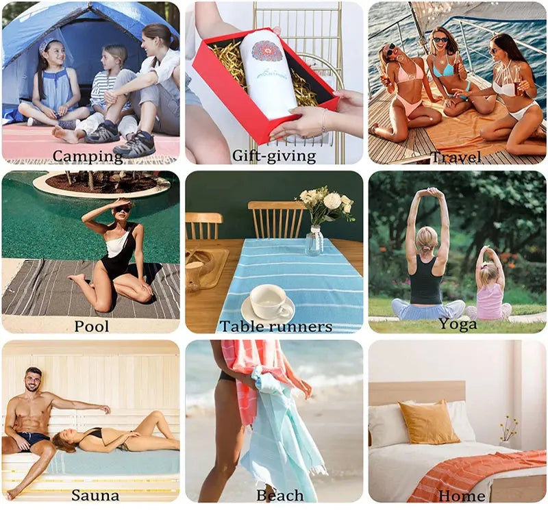 Turkish Beach Towel100x180cm100% Cotton Sand Free Quick Dry Swim Towel Extra Large Light Travel for Adults Beach Towel