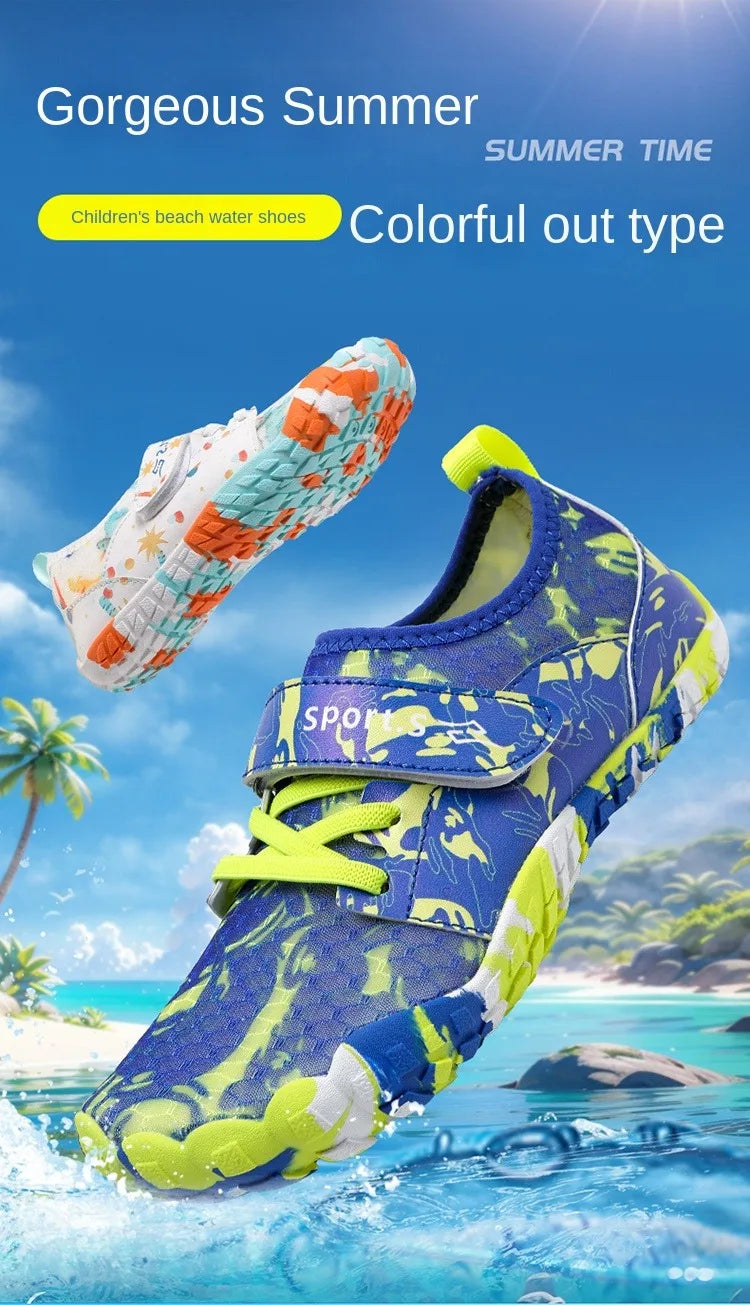 Children's Anti-cut Anti-slip Wear-resistant Rubber-soled Wading Shoes Beach Sandals Quick-drying Pool Shoes Outdoor Water Playi