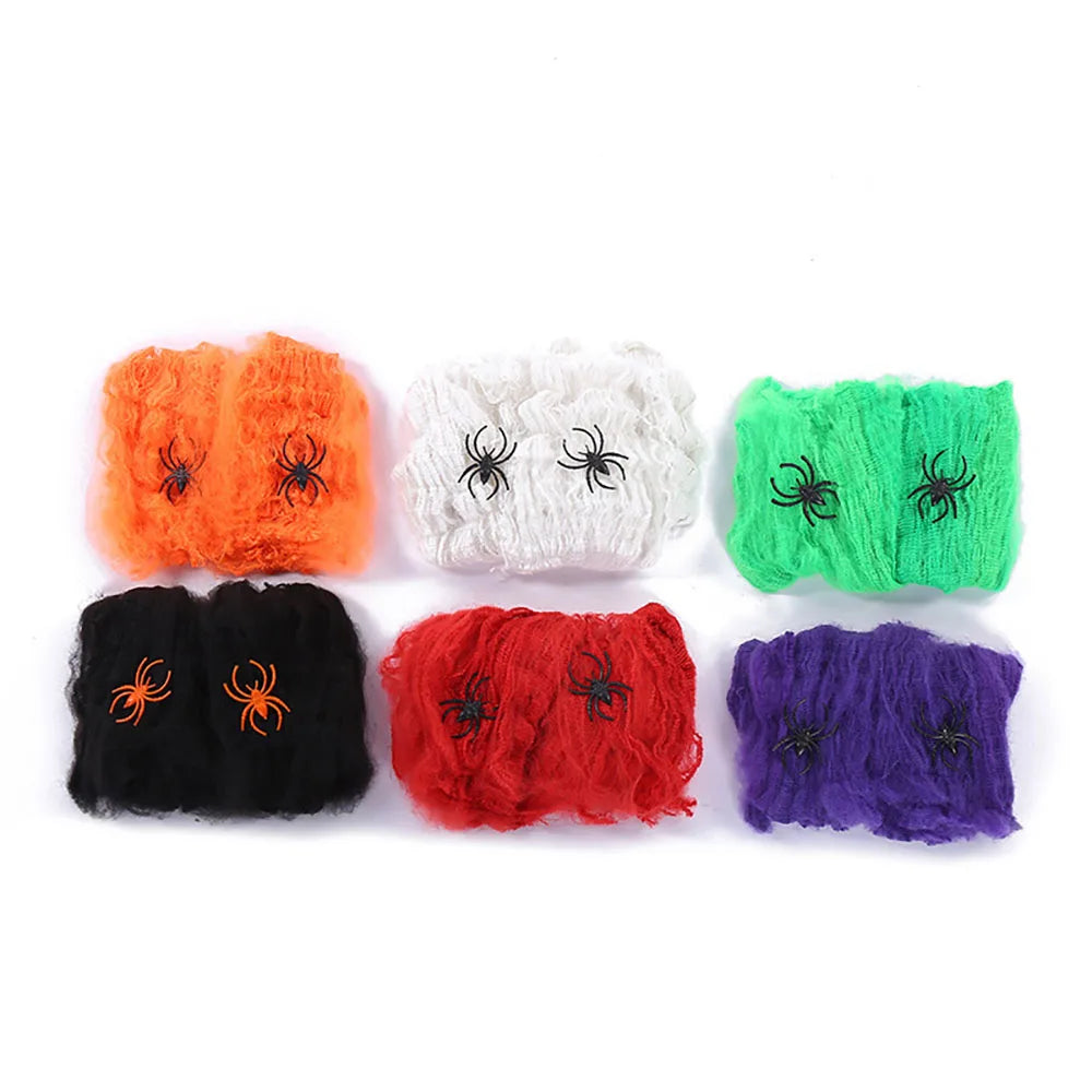 Halloween Decoration Spider Web,Artificial Cobweb,Stretchy Cobweb With Spider,Horror Gothic Haunted House Home Decor