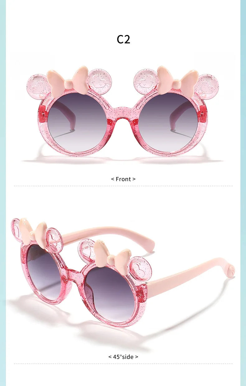 2025 Cartoon Cute Photo Concave Shaped Glasses Children's Bow Candy Colored Sunglasses For Girls, Trendy Sunglasses,