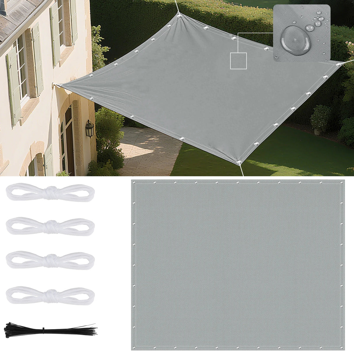 5x4m 4x3m 3x3m 3x2m Waterproof Tarp Tent Large Camping Awning Sun Shade Shelter Garden Patio Canopy Outdoor Beach Shade Hiking ﻿