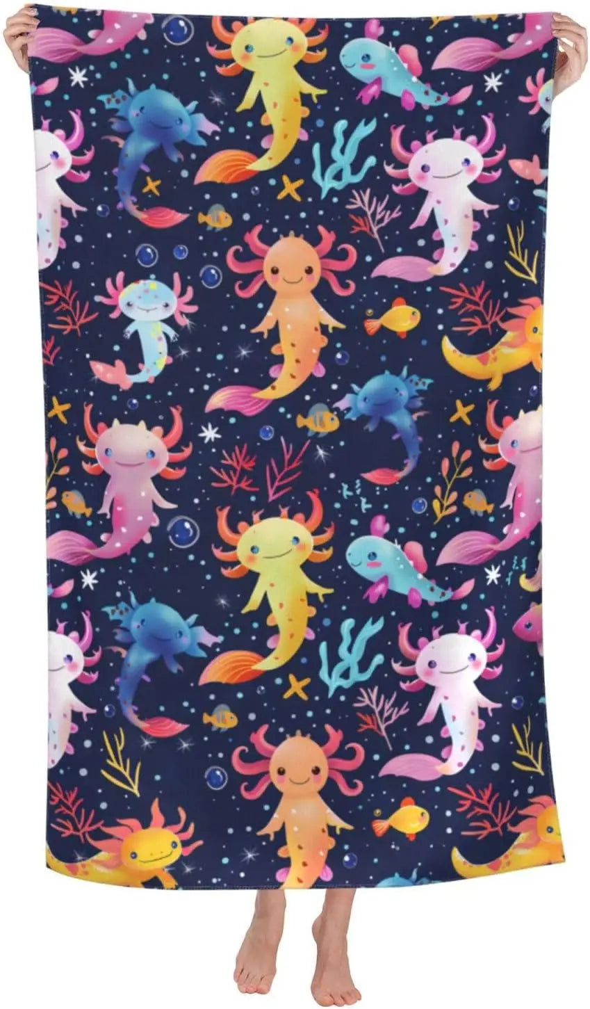 Blue Elephant Beach Towel,Microfiber Quick Dry Asian Floral Flower Boho Bath Towels, Soft Lightweight Oversized Sand Free, for