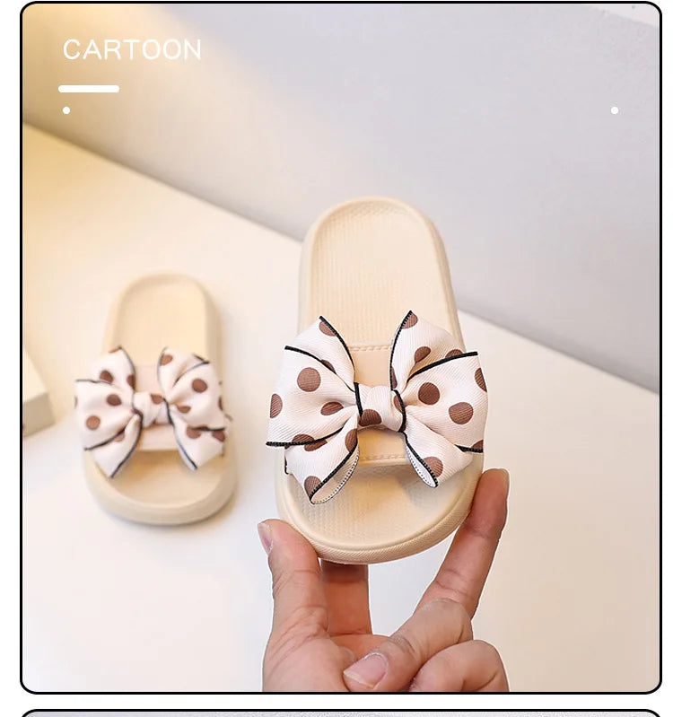 2026Summer Children's Slippers Girls Princess Non-slip Soft Sole Slippers Toddler Girl Shoes Bow Tie Slippers Flip Flops Outdoor
