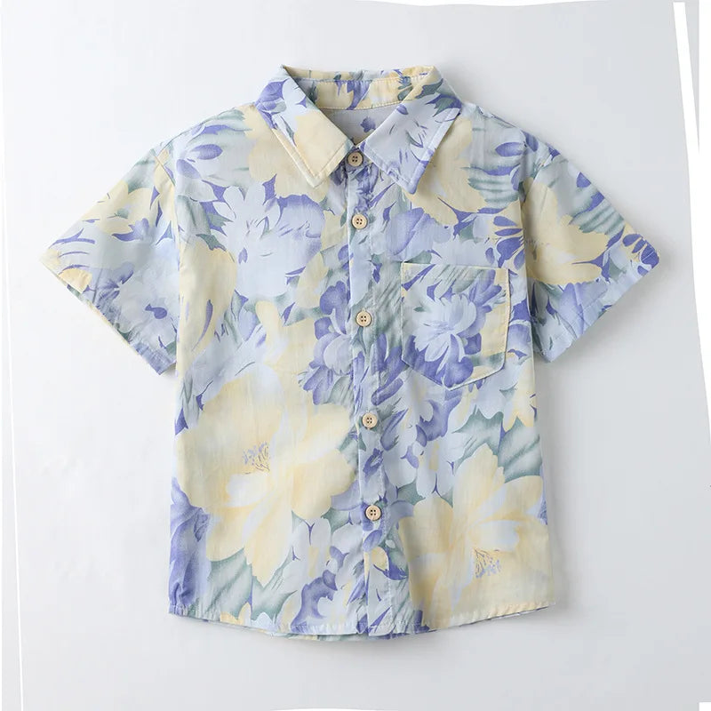 Vacation Couple Family Matching Outfit Dad Son Beach Shirts Mom Daughter Smock Dress Korean Parent-child Sister Brother Clothes