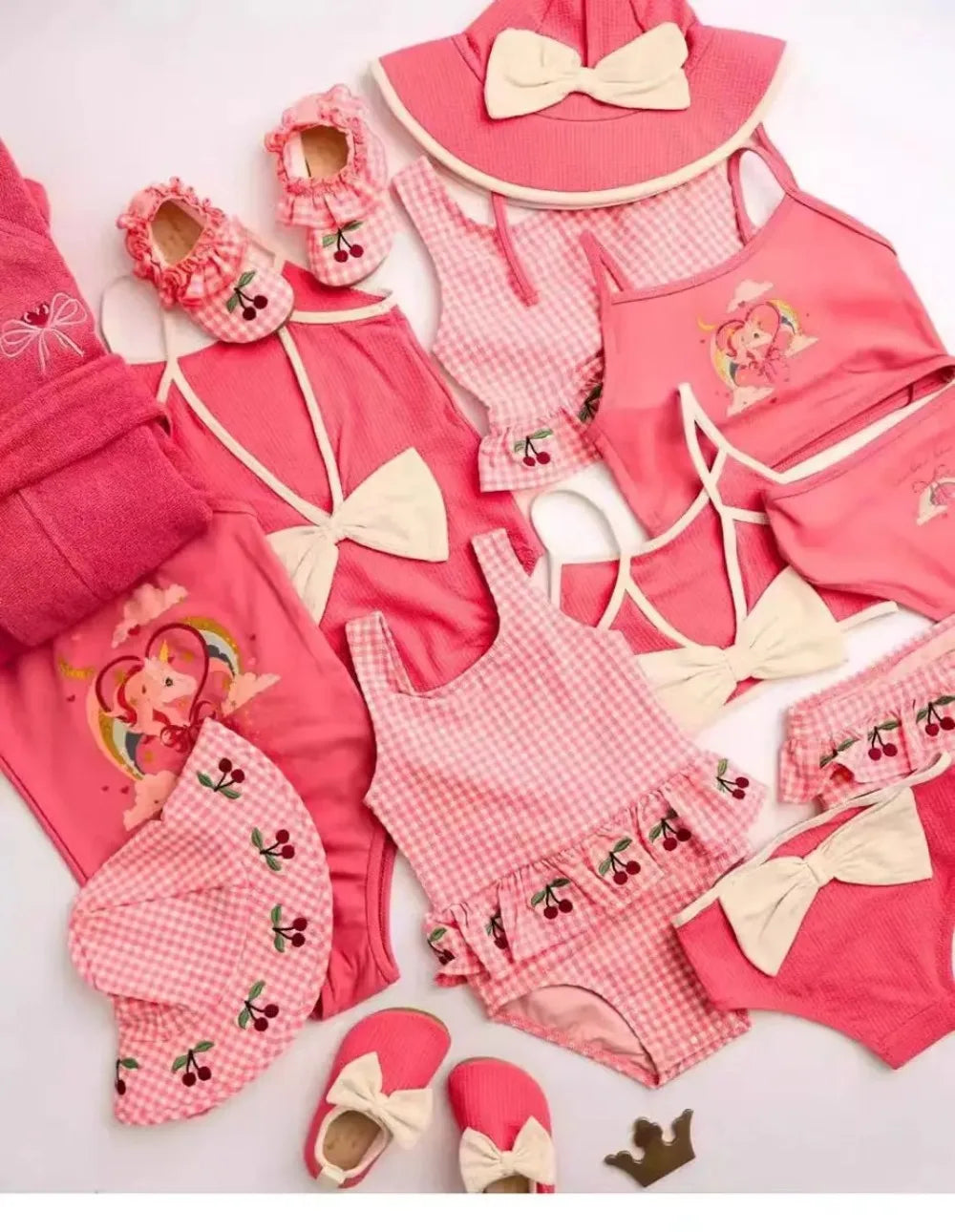 2026 KS Baby Girls Swimming Suit Wear Kids Clothes Girls Holiday Swimwears Bikini One Piece Cap Sister Brother Matching 18M-9Y