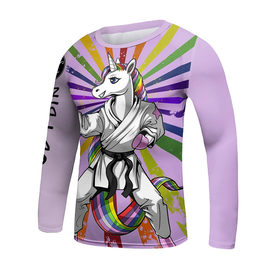 Kid's Jiu Jitsu MMA T-shirt +Pants Set Grappling Rashguard For Kid Bjj Boxing Jerseys Gi Rash Guard MMA Shorts Boxeo Sportsuits