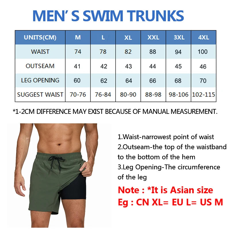 ESCATCH 2026 Latest Mens Shorts Breathable Long Lining Quick-Dry Sports Swim Traje De Baño Hombre Zipper Pockets Beach Shorts
