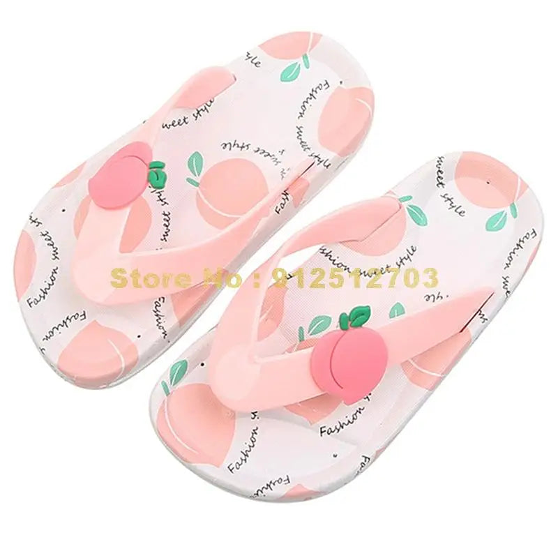 Cartoon Fruit Pattern Flip Flop Kids Summer New Slippers Baby Girls Beach Shoes Travel Children Light Portable Sandal