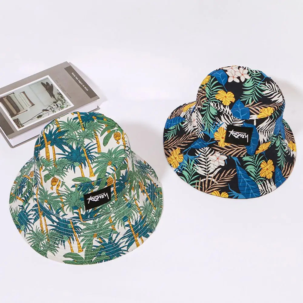 Men Women Summer Basin Cap Hip Hop Hat Double-sided Bucket Hat Graffiti Fishing Fisherman Hat Pattern Packable Sun Protection
