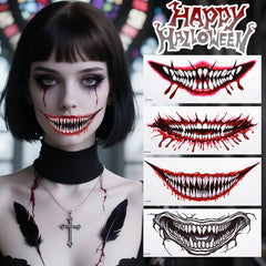 Halloween Temporary Tattoo Sticker Waterproof Horror Big Mouth Tattoo Sticker For Men Women Party Body Art Fake Tattoo Sticker
