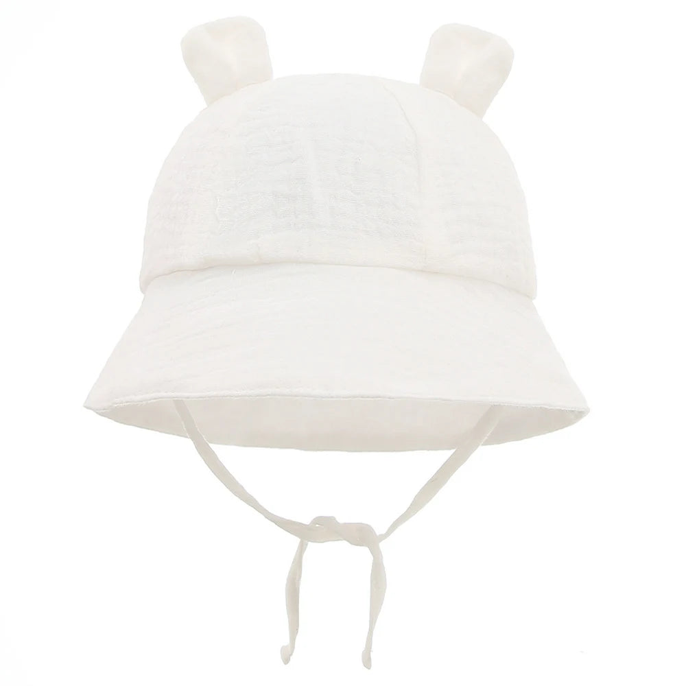 Newborn Boys Girls Bucket Hat Summer Kids Toddler Panama Cap 0 to 12 Months Soft Cotton Baby Sun Hat With Ears Cute Bunny
