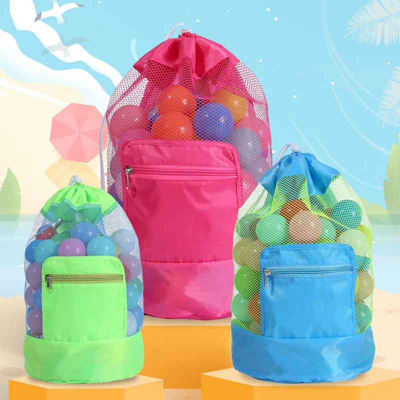 Portable Beach Bag Foldable Net Swimming Bag Children Beach Toy Organizer Storage Backpack Kids Outdoor Swimming Waterproof Bags