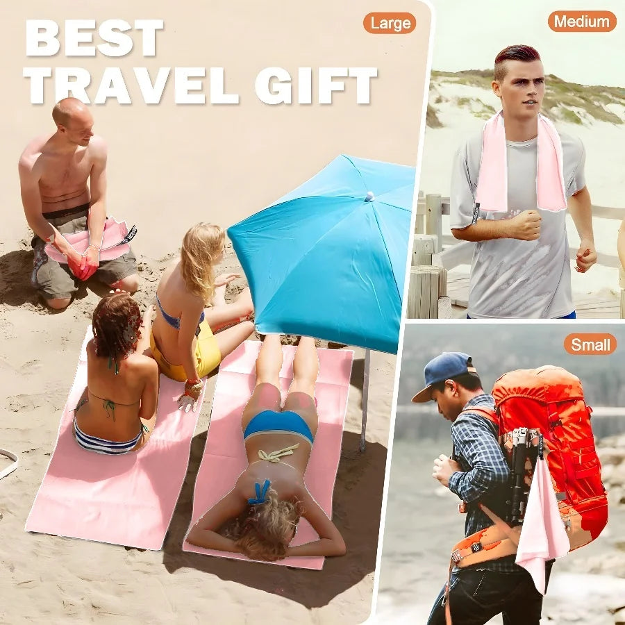 1PC Baby Pink Microfiber Towel Perfect Travel Gym Camping Towel Quick Dry Super Absorbent  Ultra Compact Lightweight Beach Towel