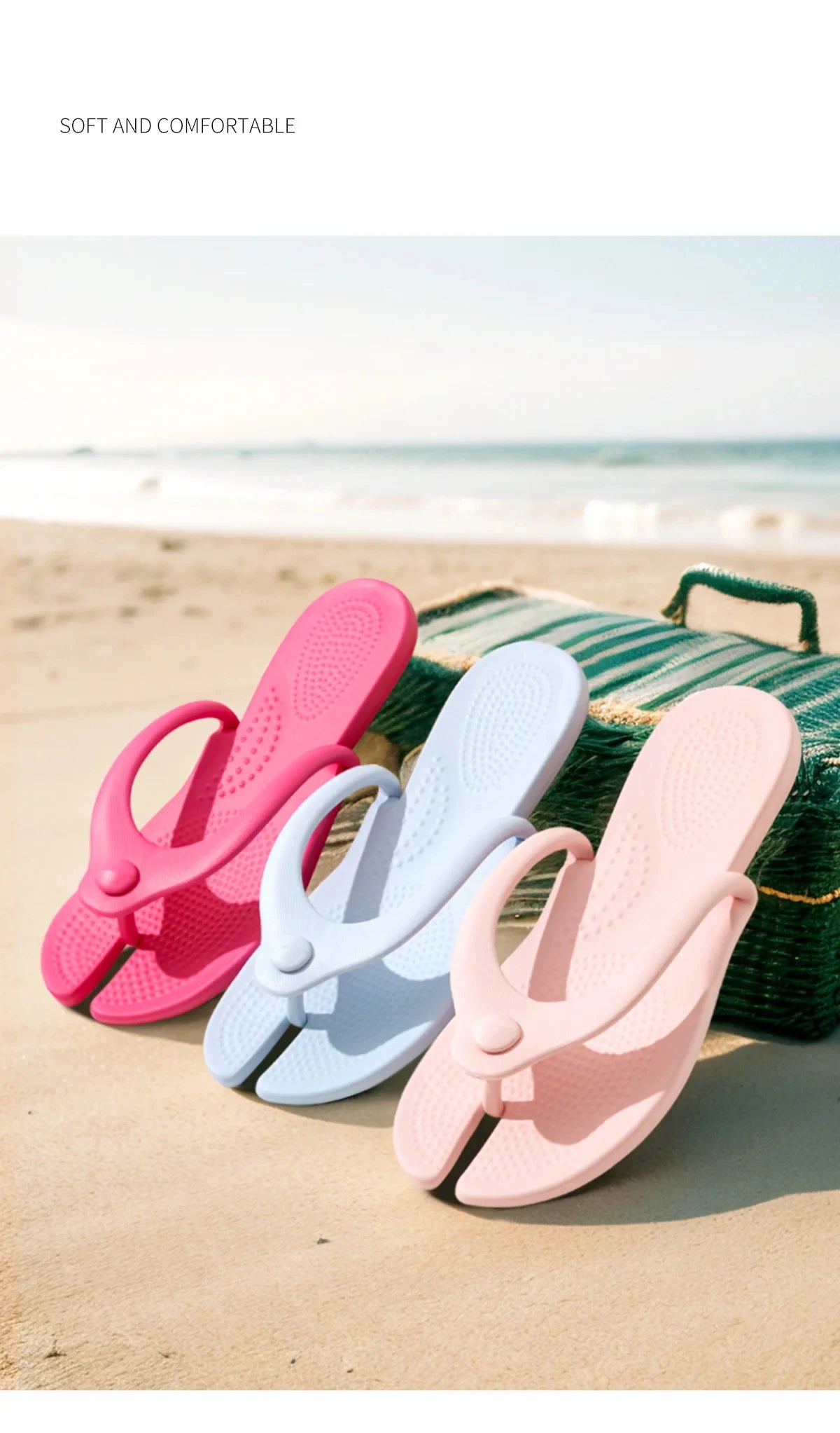 TZLDN EVA Women Flip Flops Foldable Detachable Beach Slippers Comfortable Soft Outdoor Flip Flops