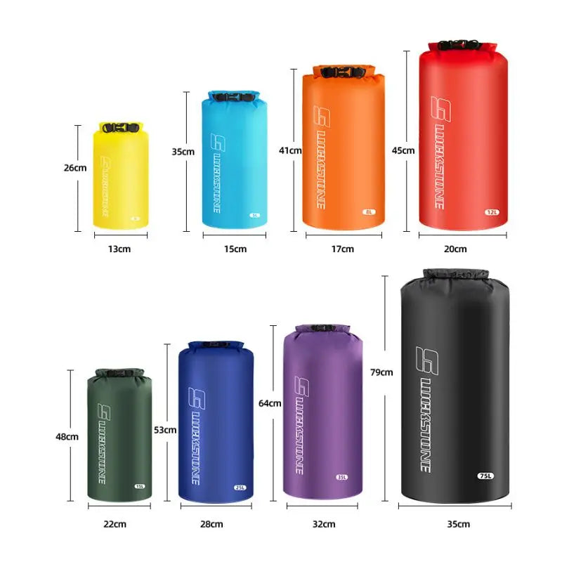 Portable Waterproof Dry Bag Sack Ultralight Drifting Swimming Storage Bag Rafting Kayaking Bag 3/5/8/12/15/25/35/75L Bag
