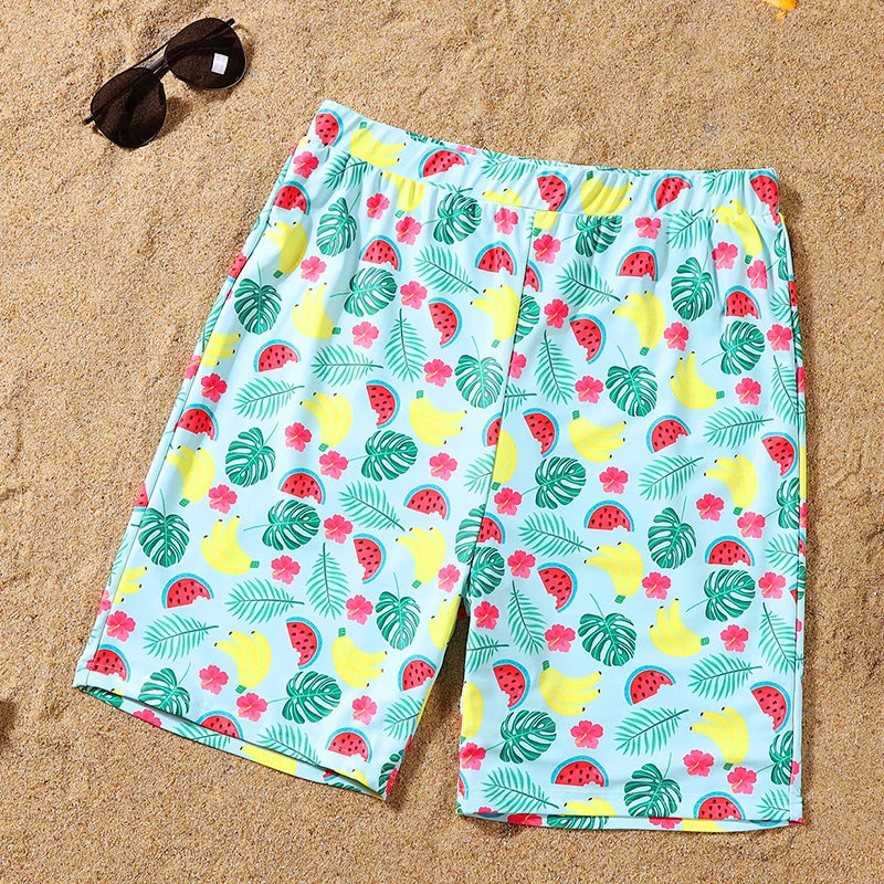 2023 Leaf Swimsuits Family Matching Outfits Look One-Piece Mother Daughter Swimwear Mommy and Me Clothes Father Son Swim Shorts