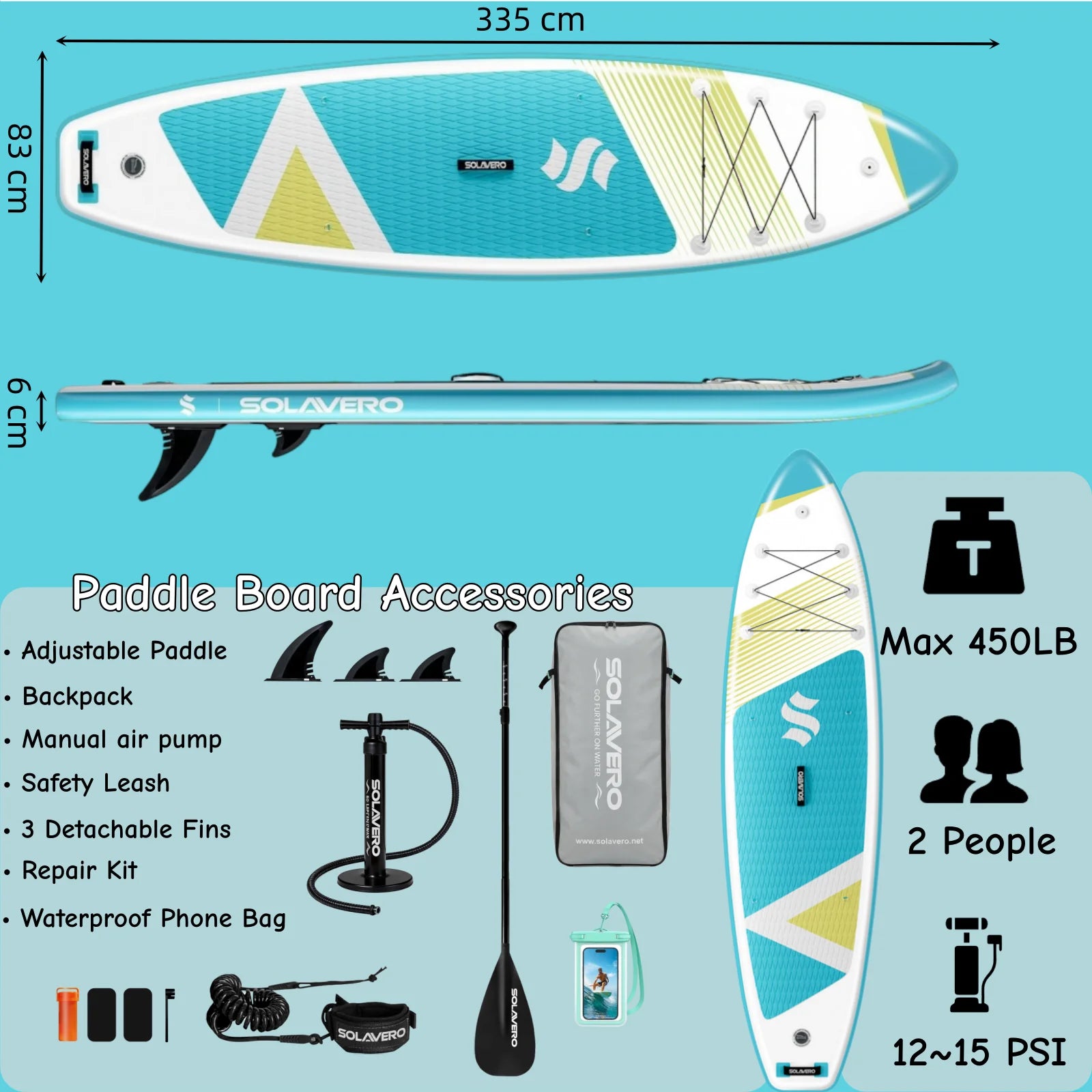 Stand Up Paddle Board, Inflatable Paddle Board with Premium Accessories, SUP Board with Non-Slip EVA Deck, Suitable for Sea Lake