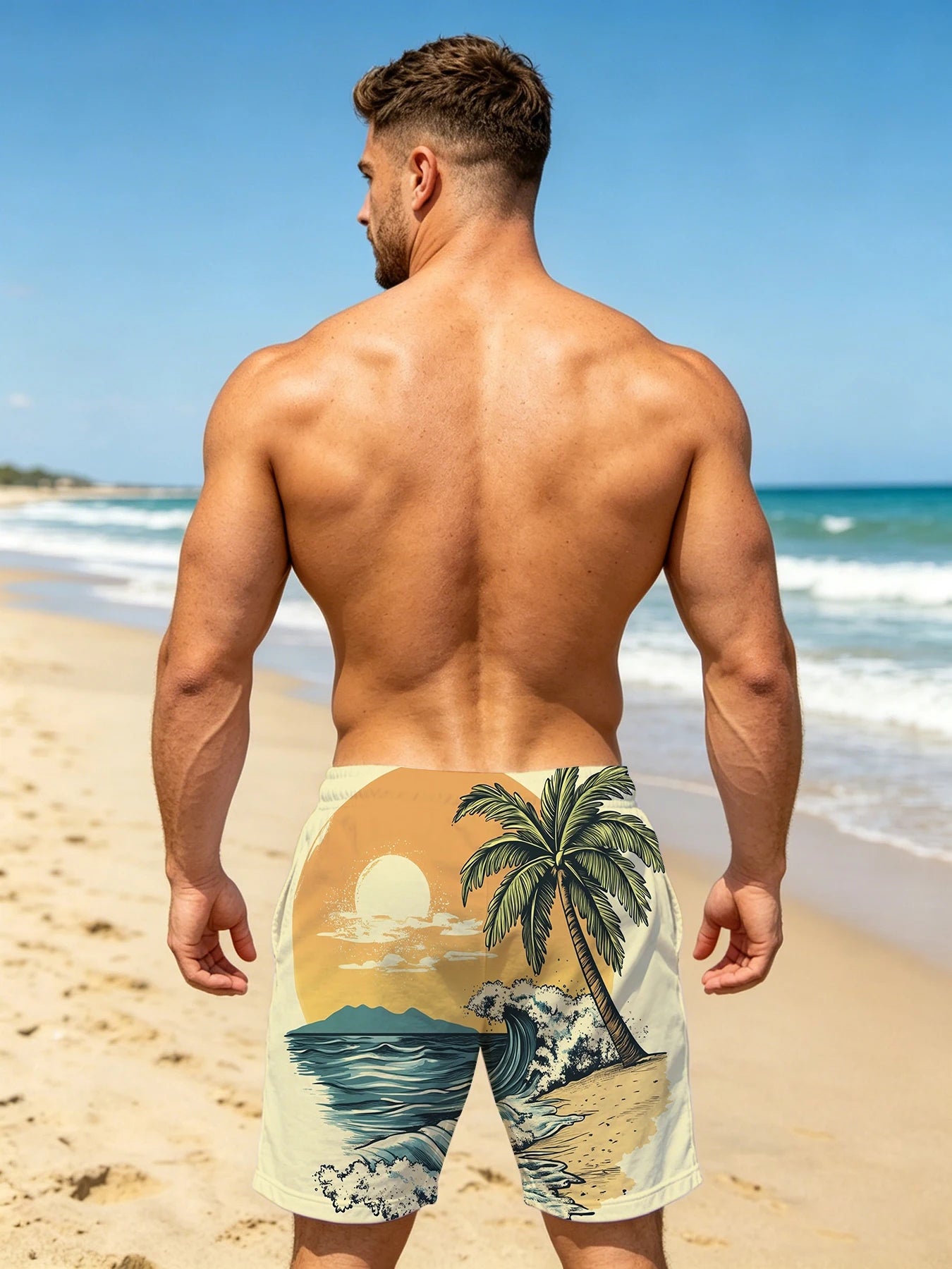 Men's Quick Dry Beach Pants Loose Straight Drawstring Swim Trunks Lightweight Board Shorts for Vacation Pool Party