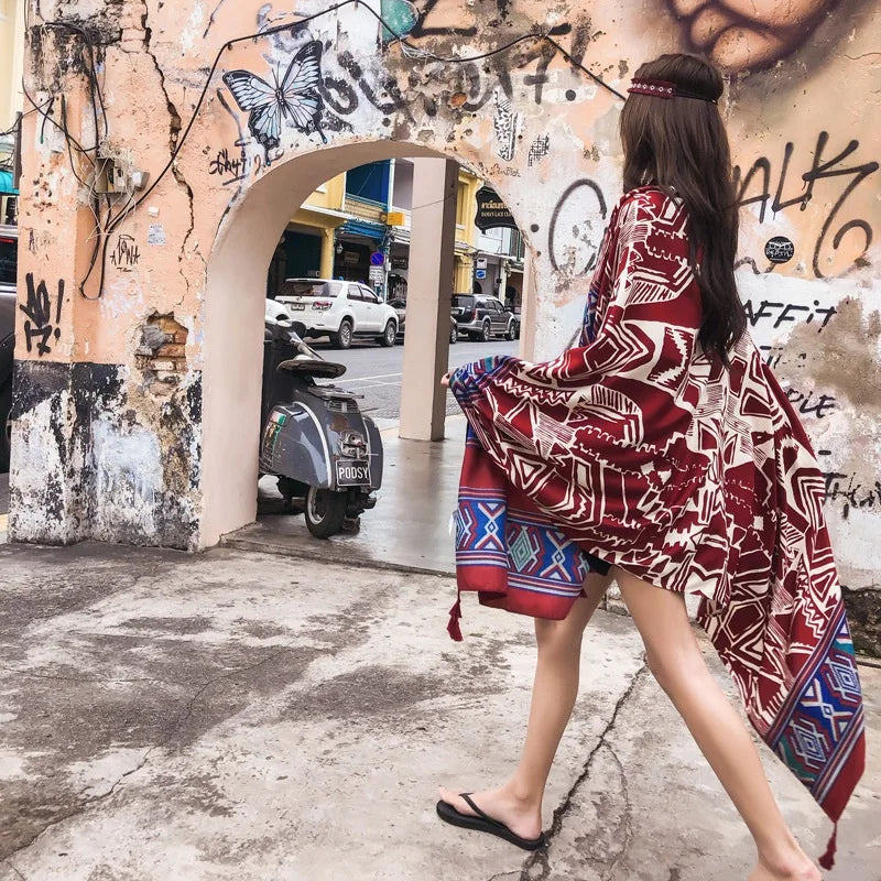 Fashions 90x180cm Twill Cotton Pareo Beach Cover-Ups Women Large Beach Dress Bikini Bathing Swimwear Cover Up Sarong Wrap Scarf
