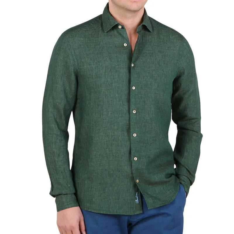 2026 Fashion Streetwear Men's Summer Comfy Cotton Linen Casual Suit Long-sleeved Shirt and Shorts Two-pieces Men Vacation Outfit